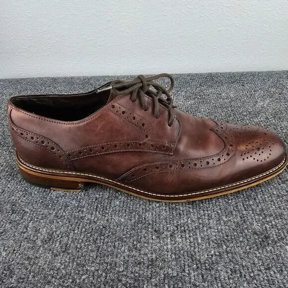 Joseph Abboud Mens Brown Leather Wingtip Derby Dress Shoe Sz 10‎  pre-owned - Picture 5 of 14